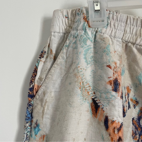 Chico’s 100% Linen Pull-On Pants – Paisley Boho Print – Size 3/16 - Picture 9 of 11
